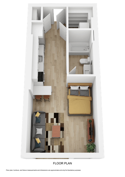 Floor plan for studio, 1 bath, 474 sqft